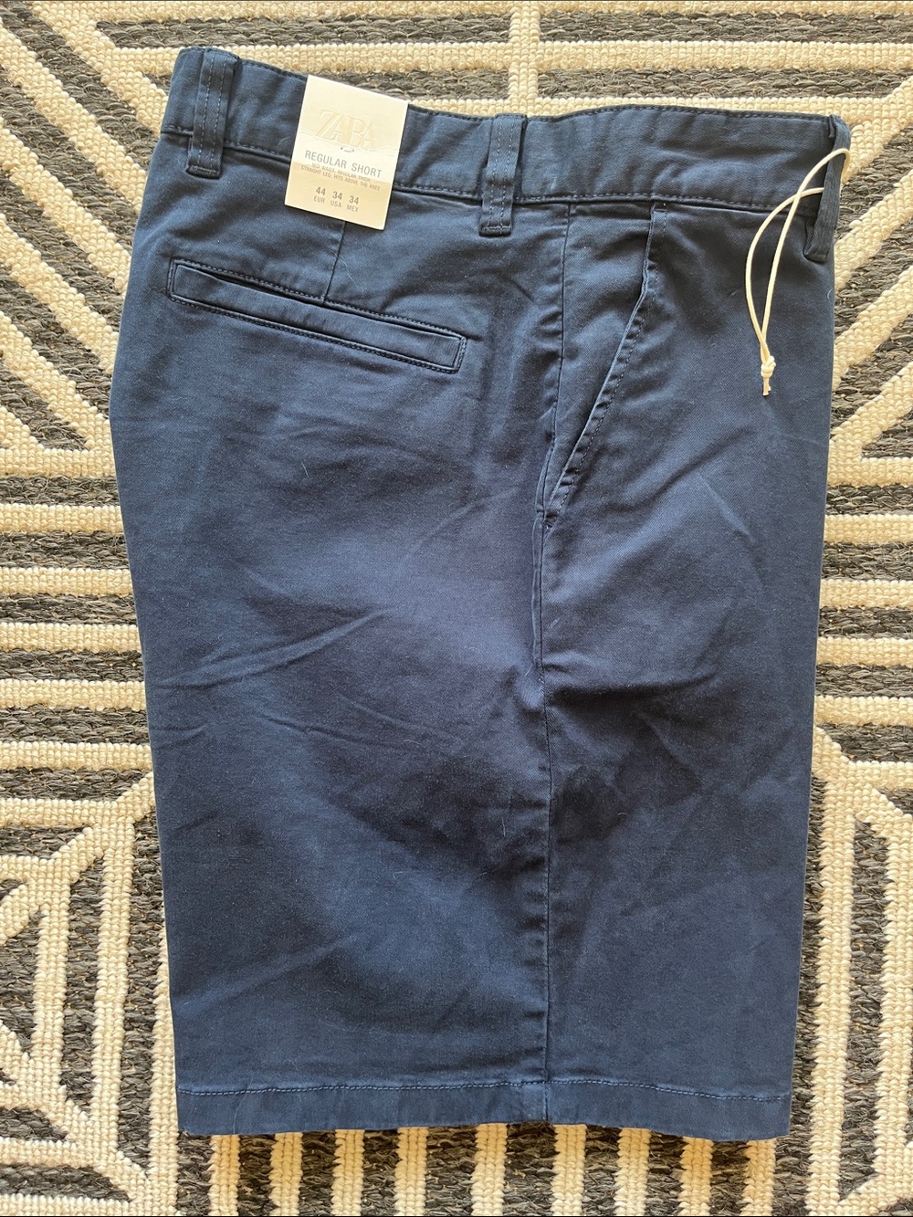 Zara Men's Navy Blue Flat-Front Chino Shorts